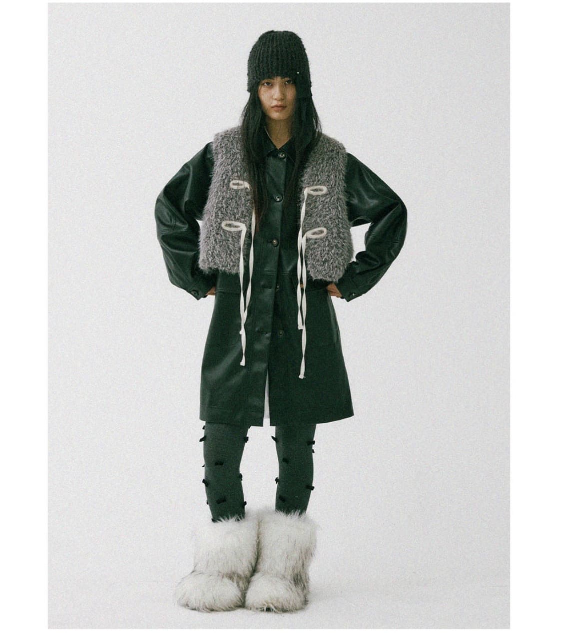 호쿠스포쿠스 퍼리 니트 비니 챠콜 상품이미지3