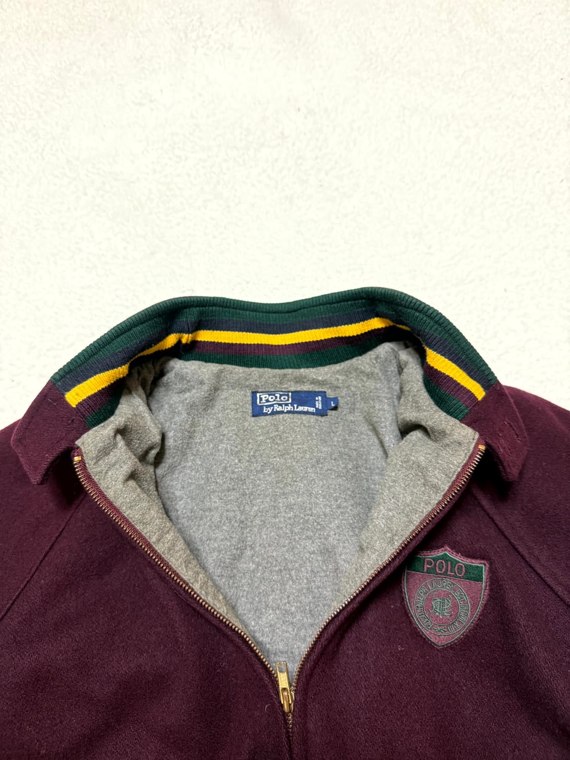 폴로 랄프로렌 90’s RL 쉴드 패치 버건디 바라쿠타 울 자켓 L 상품이미지9