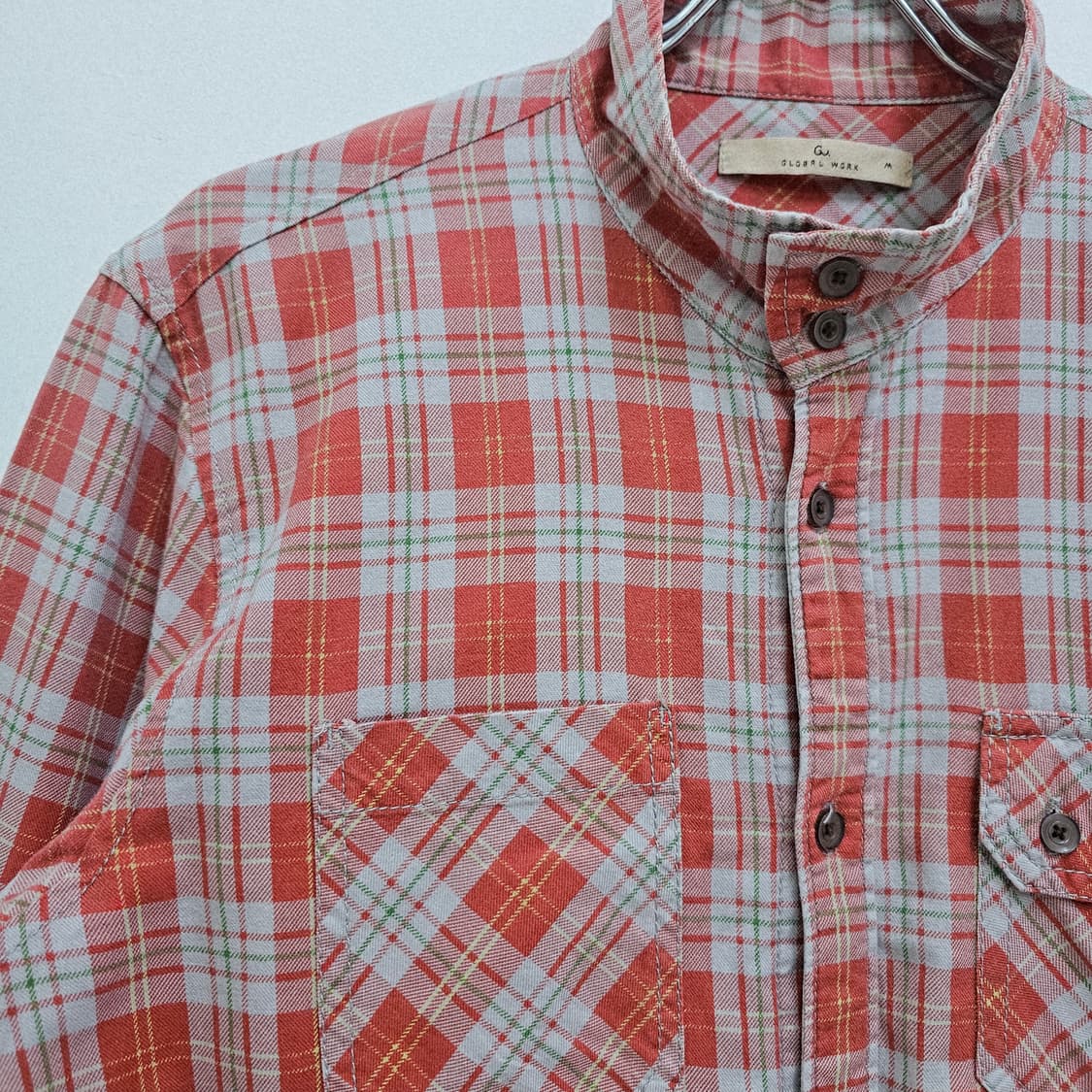 GLOBAL WORK 빈티지 레드 이중면 체크셔츠  상품이미지5