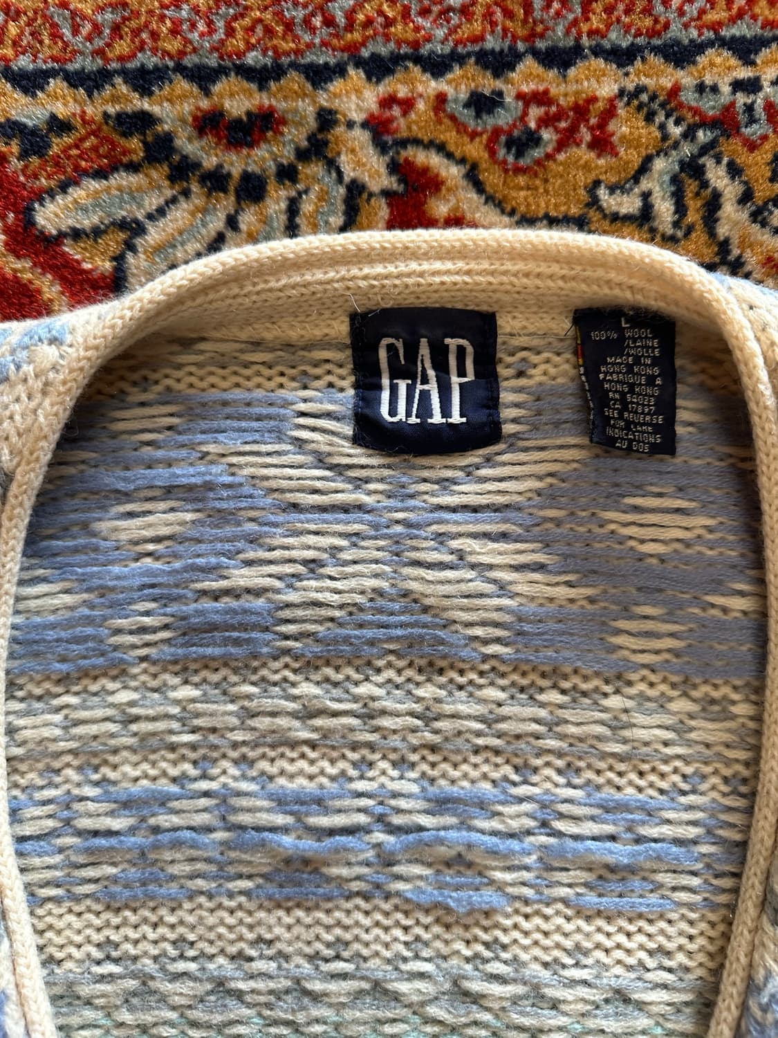 90s Old GAP 노르딕 울 가디건 - L 상품이미지3