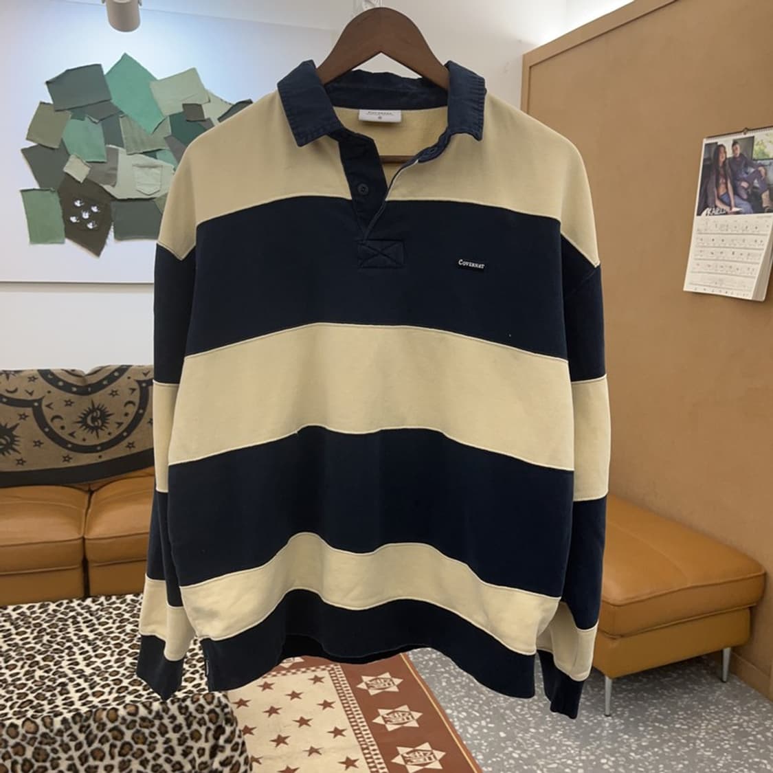 커버낫 레트로 볼드 스트라이프 럭비 카라 롱슬리브 XL C09498 상품이미지3
