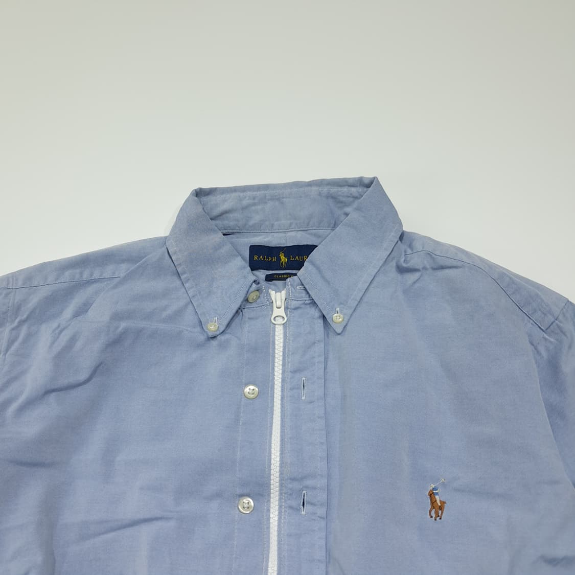 CK067 FREE 폴로 00s 리메이크 클래식블루 크롭 셔츠 상품이미지2