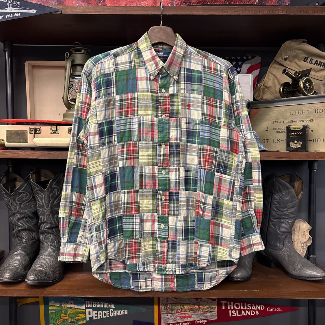 90s 폴로 랄프로렌 빈티지 마드라스 패치워크 버튼다운 셔츠 N874 상품이미지1