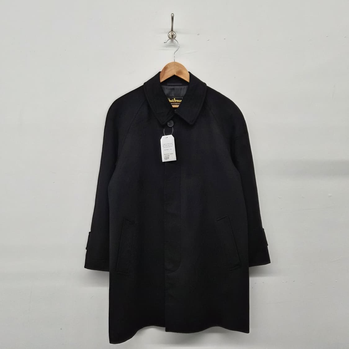 캐시미어 100% 기본 블랙 미디 코트 남녀공용 S 상품이미지1