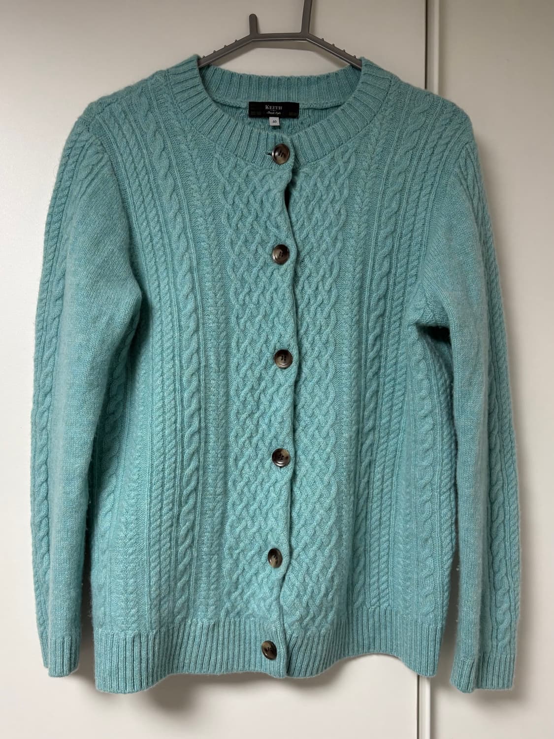 민트 꽈배기 울 가디건 상품이미지1