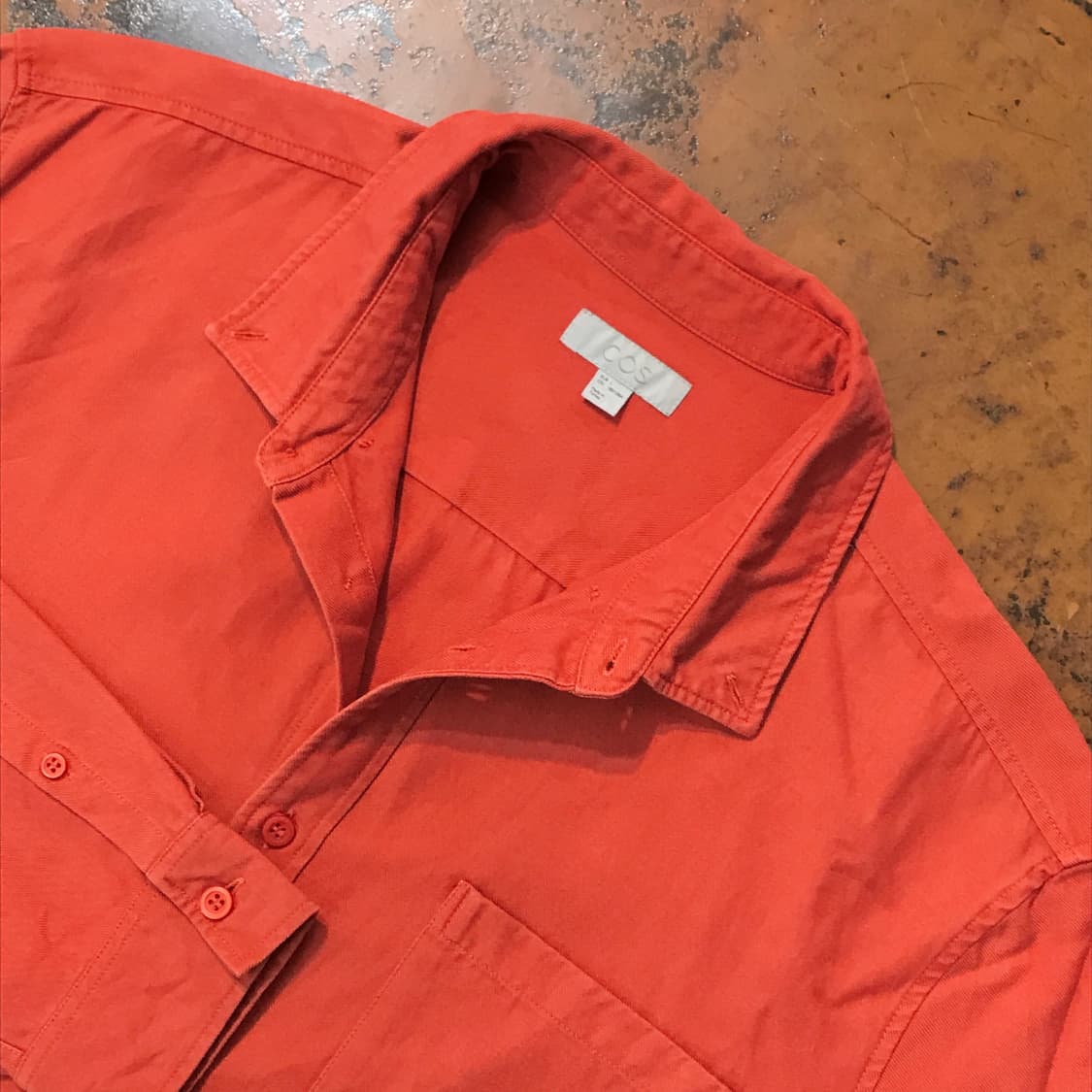 Cos 코스 다크 오렌지 원포켓 코튼 셔츠 남성 105 110 사이즈 상품이미지3