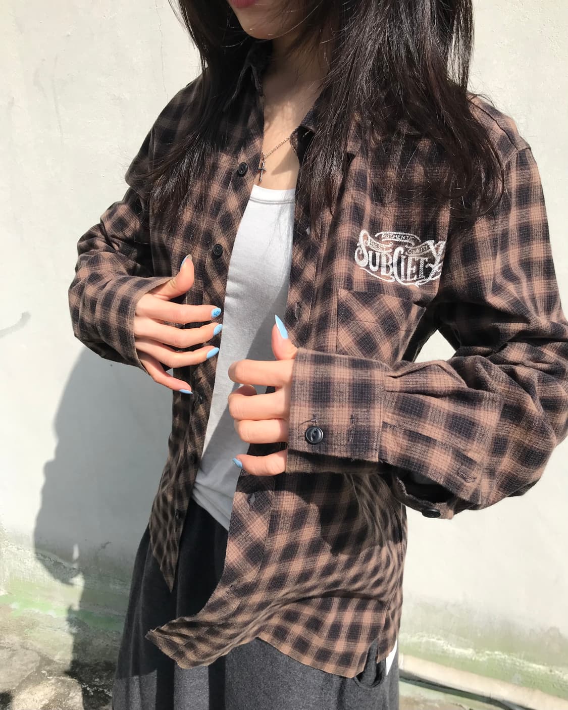 Subciety 브라운 빈티지 체크 셔츠 상품이미지4