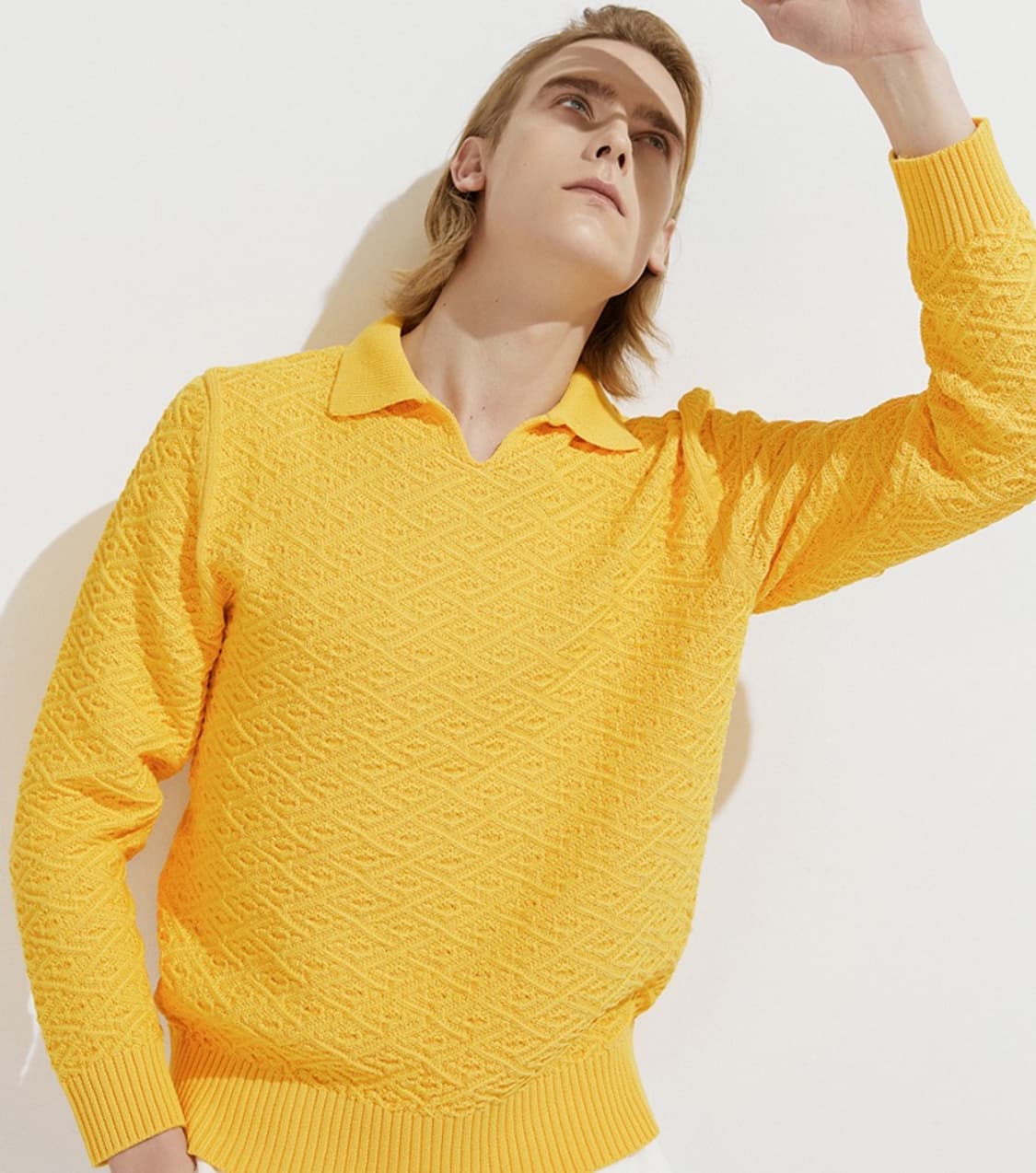 제이리움 코튼텍스쳐드 오픈카라 스웨터 S 상품이미지7