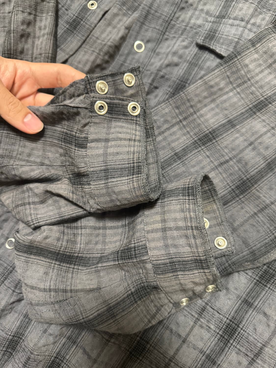 L) etce 체크 커트 셔츠 오버 다이드 차콜 상품이미지4