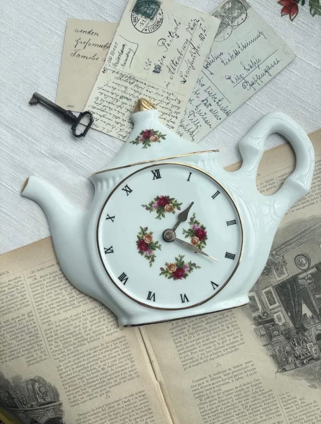 [레어]로얄알버트 올드컨트리로즈 티팟 벽시계 상품이미지1