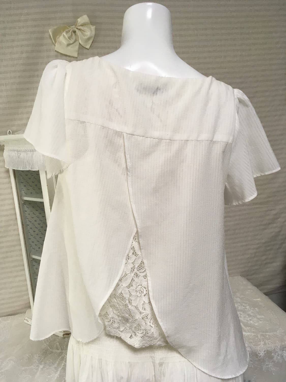 일본빈티지 화이트 엔젤 레이스 프릴 블라우스 상품이미지3