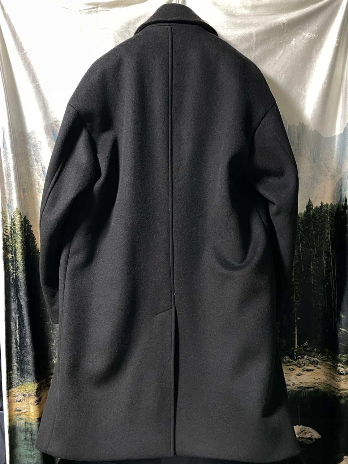 100 M 미나브 블랙 울 오버핏 더블 코트 상품이미지2