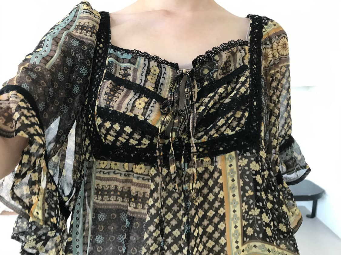 vintage brown pattern blouse 상품이미지7