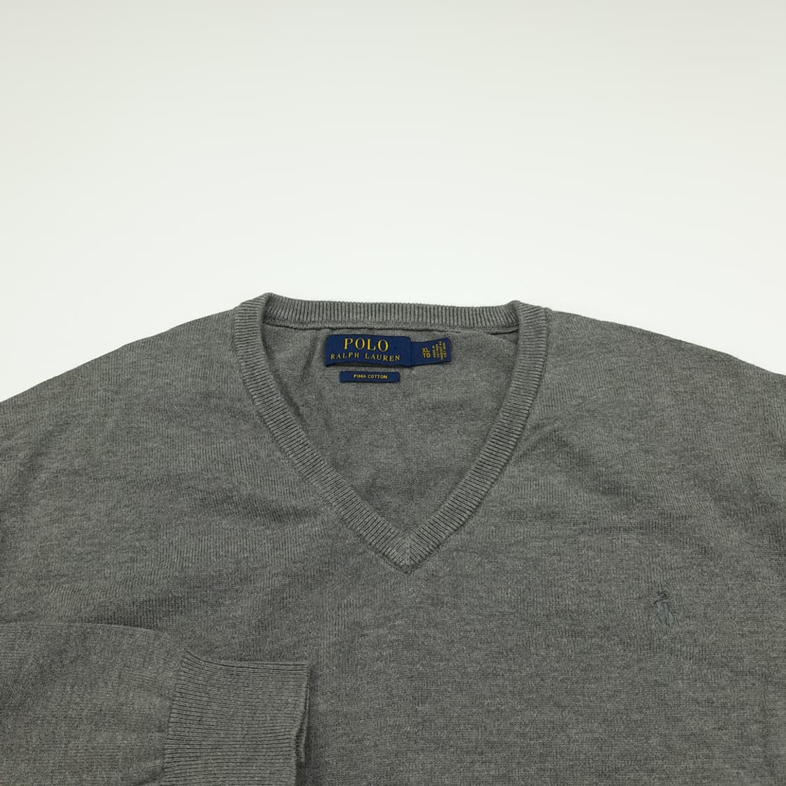 CN868 XL 폴로 랄프로렌 그레이 피마코튼 V넥 긴팔 니트 스웨터 상품이미지3