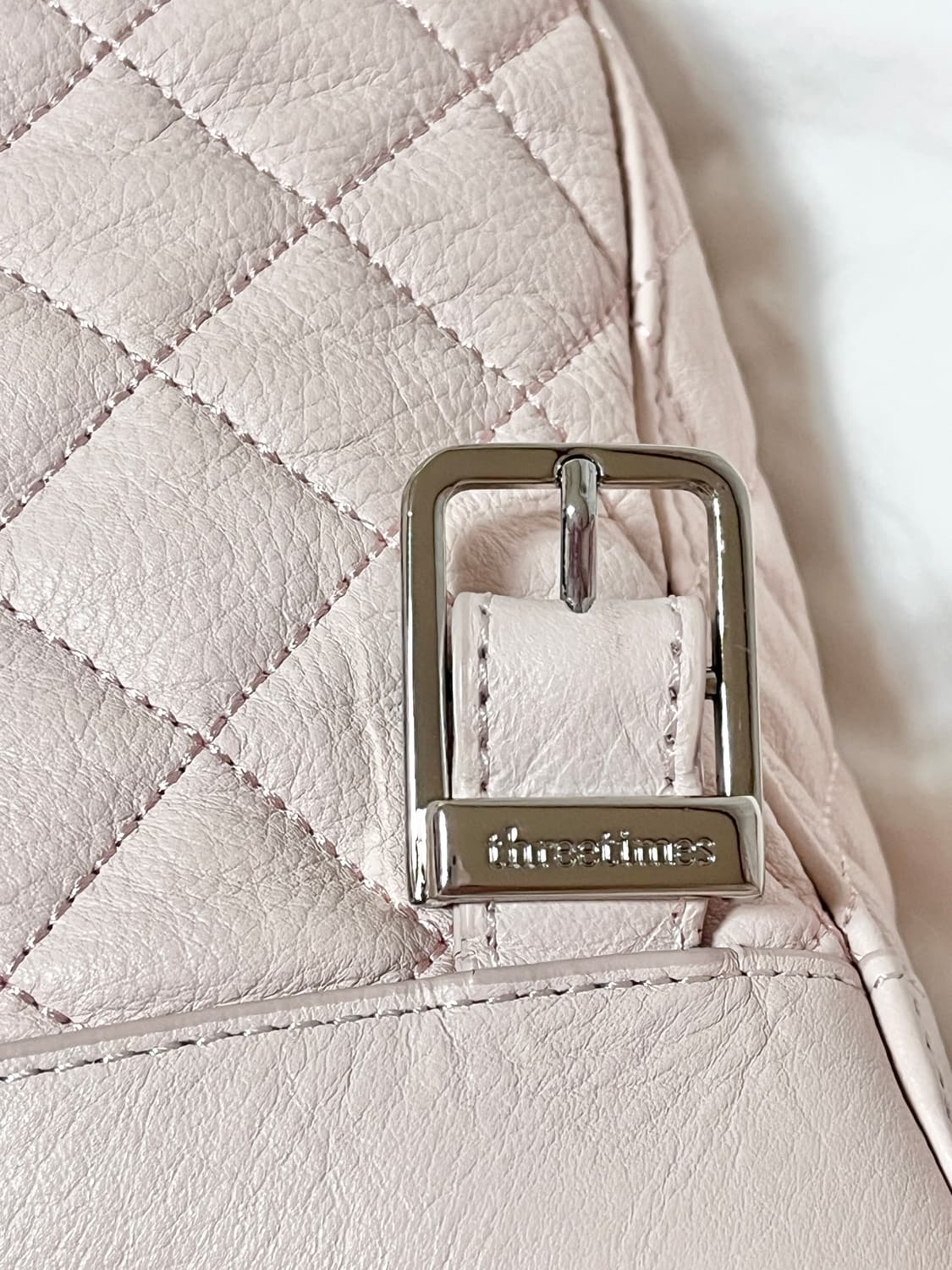 쓰리타임즈 아콘 백팩 핑크 아콘백 미니 퀼티드 퀼팅 threetimes 상품이미지6