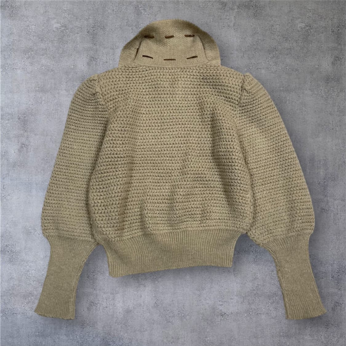 Chic Lee 80s 진베이지 퍼프소매 카라 니트 90 상품이미지9