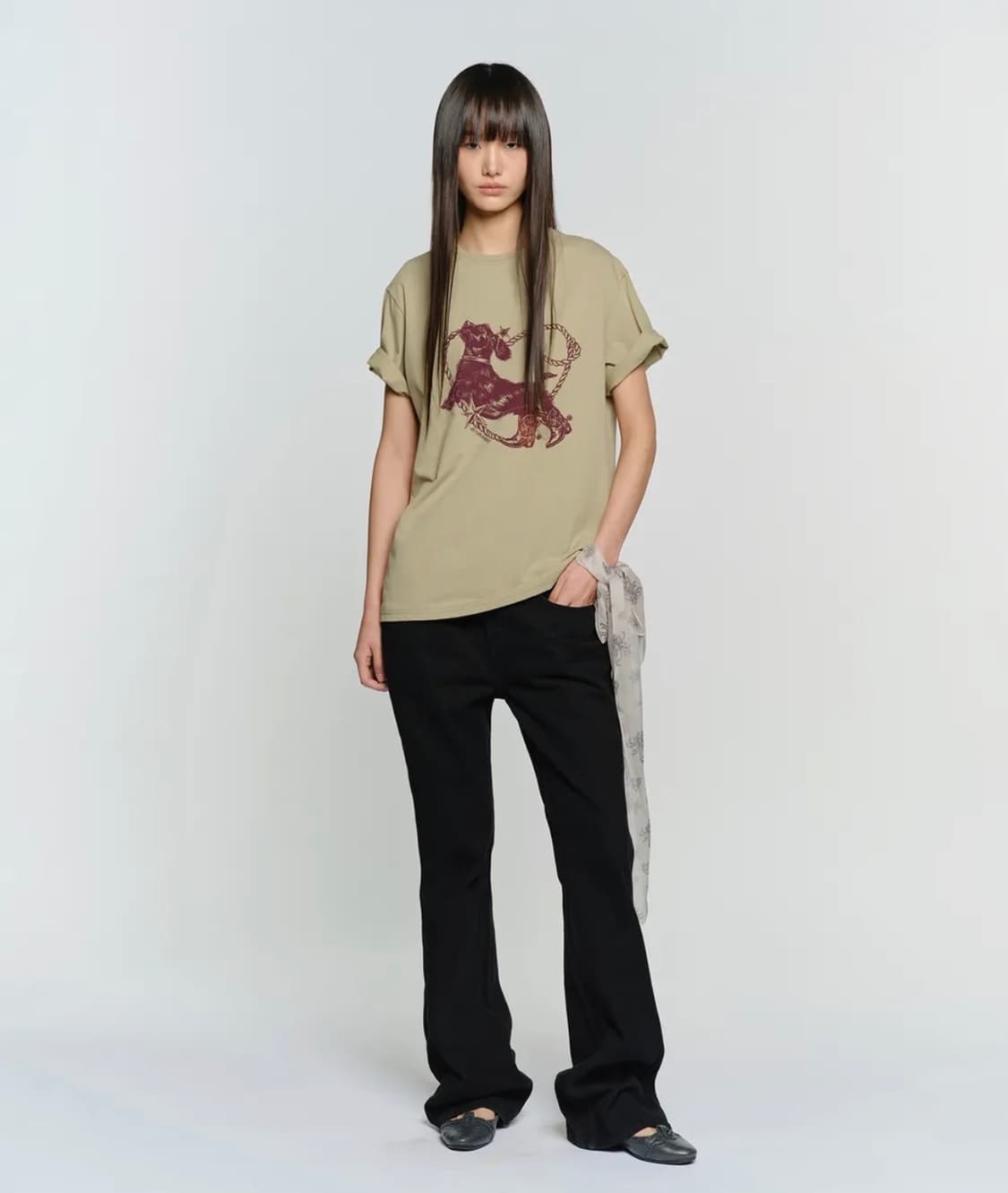 썬번프로젝트 HEART DOG OVERFIT T-SHIRT, KHAKI 상품이미지1