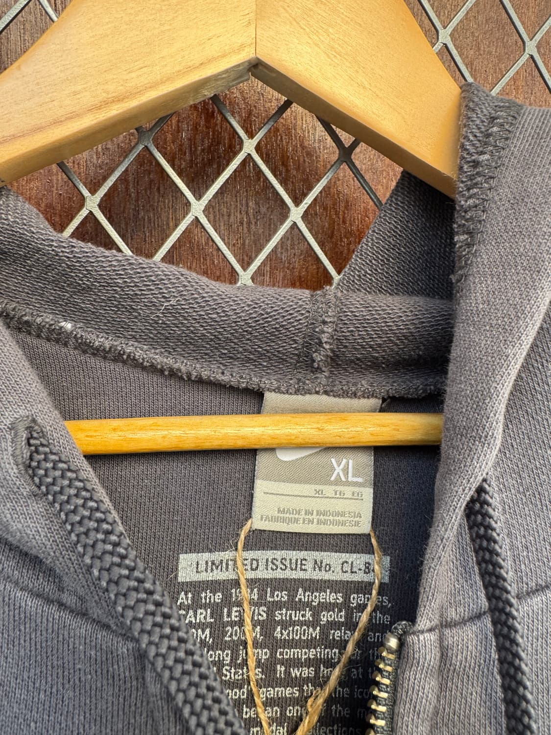 나이키 빈티지 그레이 라인 패턴 자수 포인트 후드집업 XL 상품이미지5