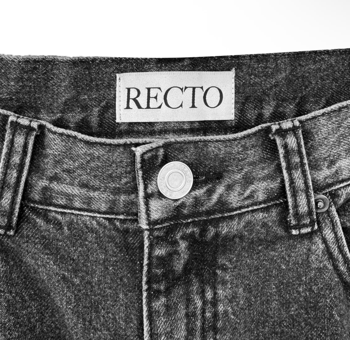 [S] 렉토 남성 디스트로이드 데님 워싱 와이드 팬츠 청바지 블랙 상품이미지4