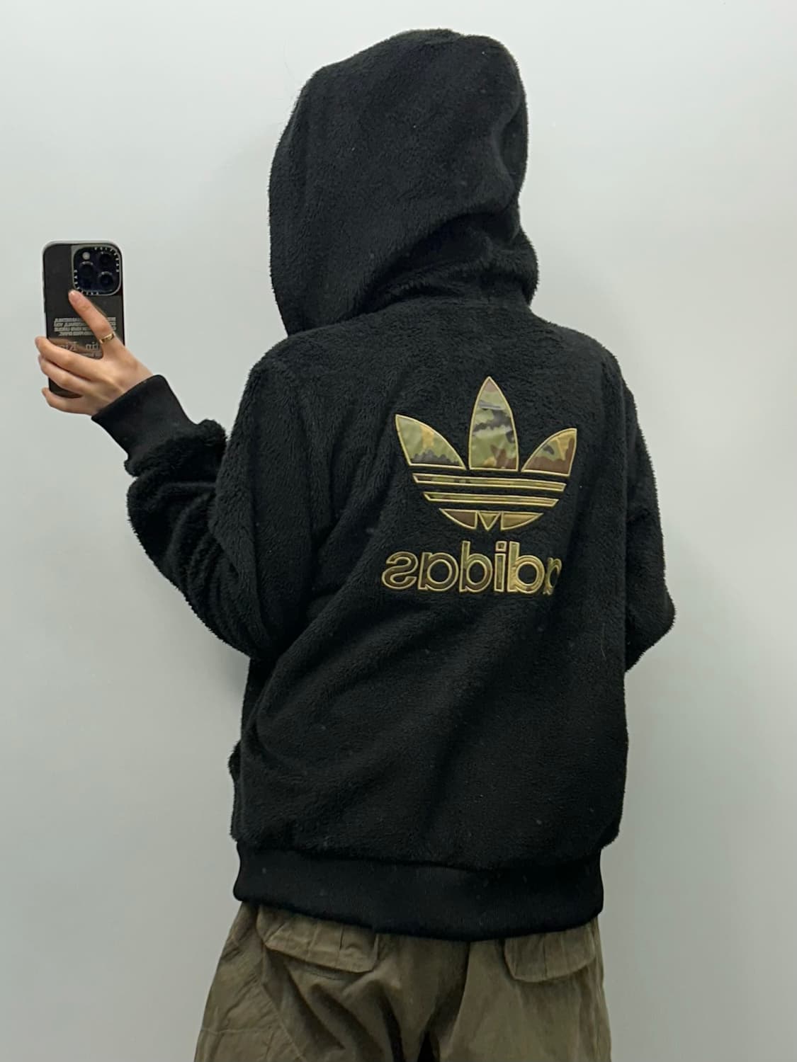 아디다스 카모 파이어버드 블랙 쉐르파 후드집업 상품이미지2
