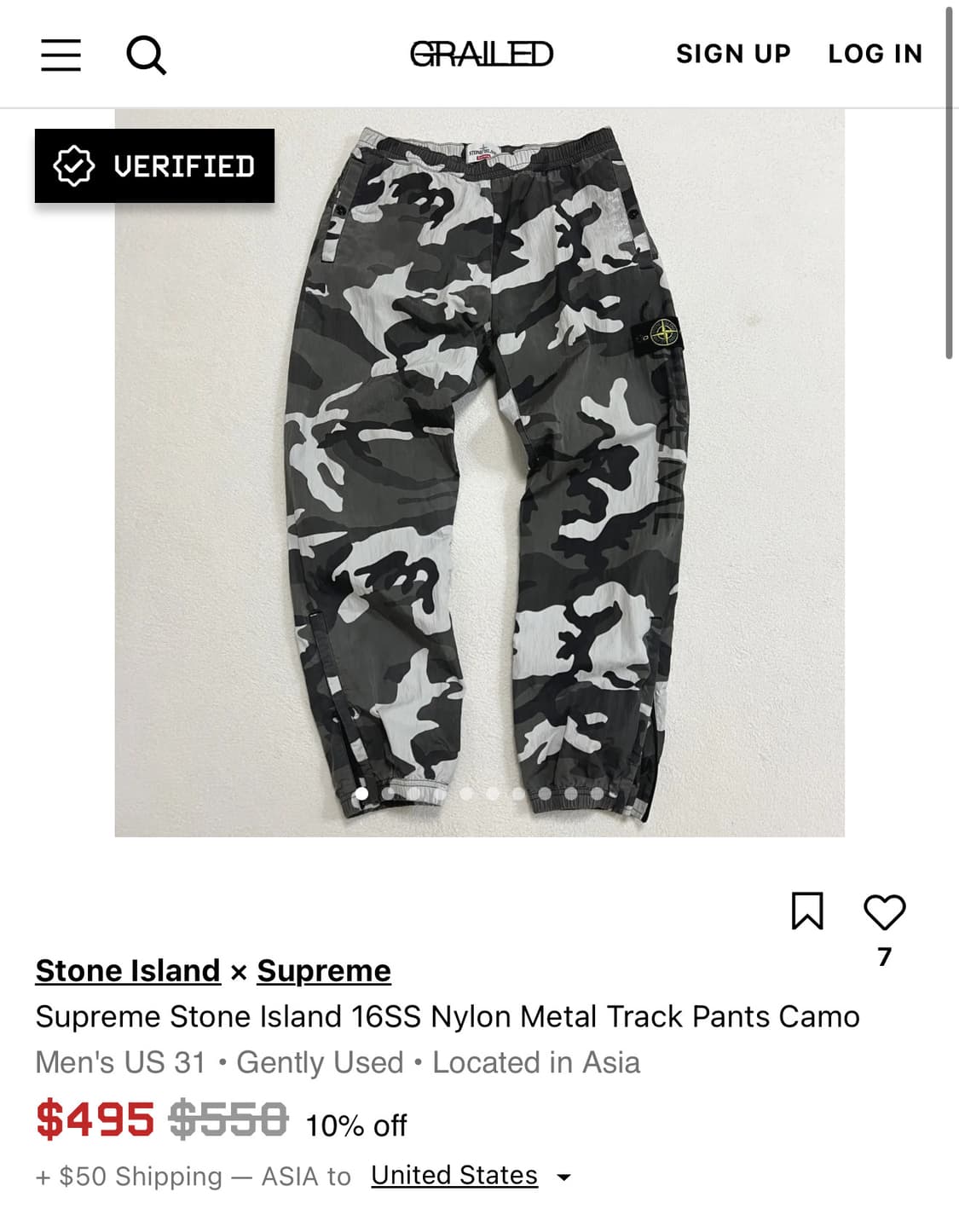 스캇 슈프림 X 스톤아일랜드 16 카모 나일론 메탈 트랙 팬츠 상품이미지3