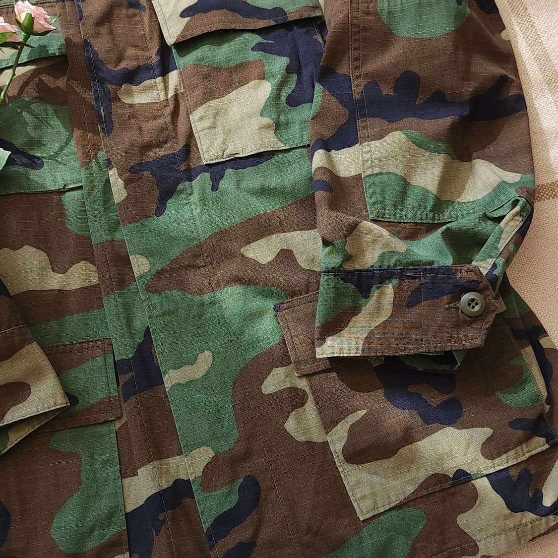 90 년대 미군 오리지널 카모 셔츠자켓 BDU 라지 롱 상품이미지7