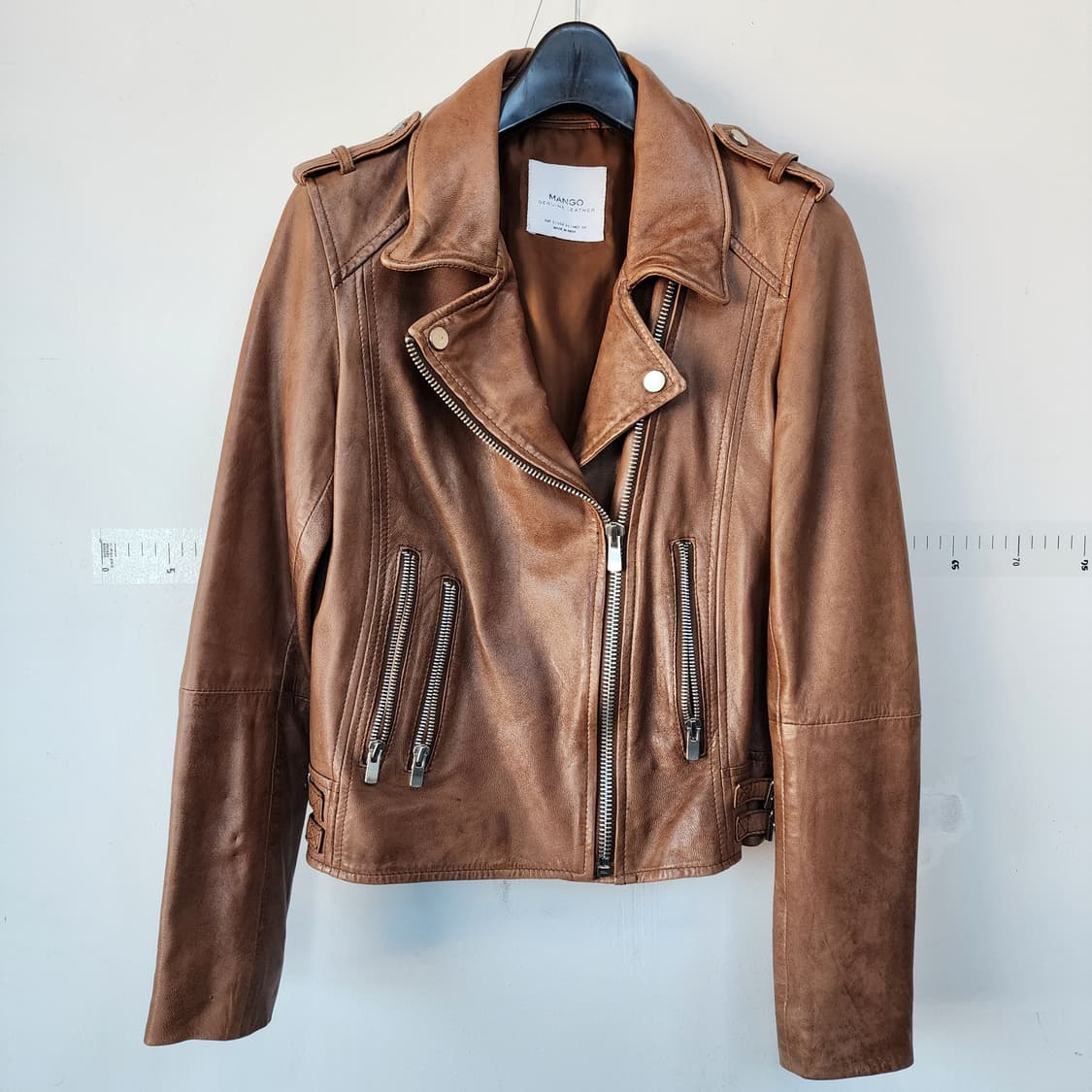 망고 가죽 라이더 자켓 브라운 상품이미지1