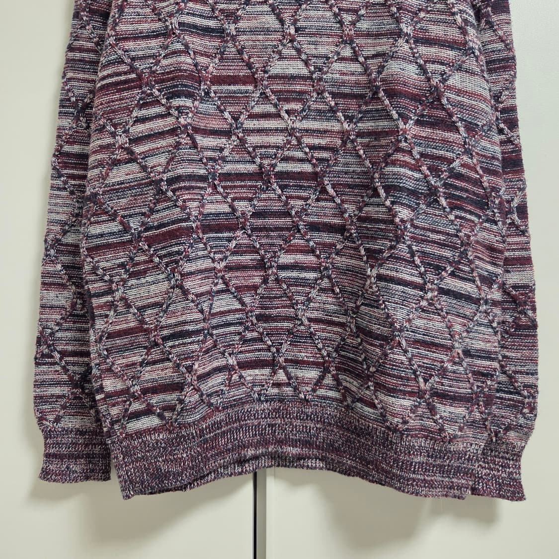 일본 빈티지 스퀘어패턴 니트 스웨터 L(100) 상품이미지3