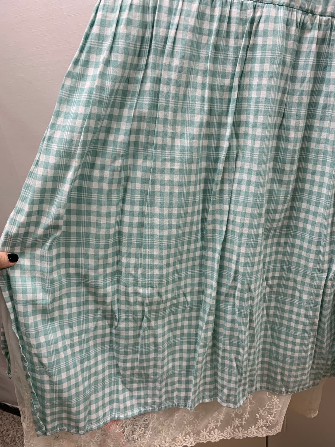 체크 코튼 빈티지 롱 원피스 상품이미지5