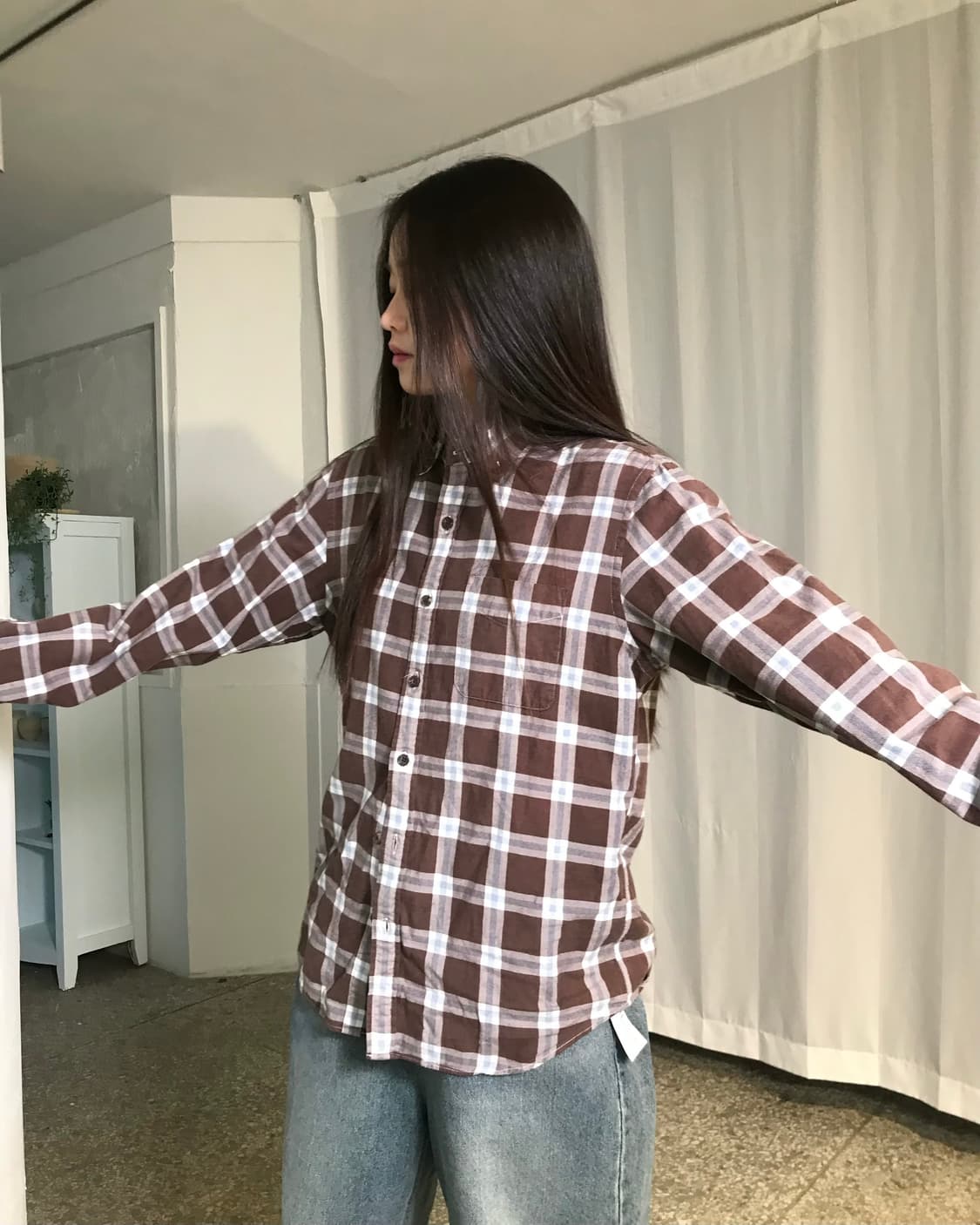 브라운 체크 셔츠  상품이미지3