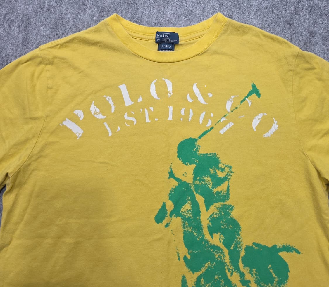 폴로 랄프로렌 빈티지 Y2K 빅포니 그래픽 반팔티 보이즈 L 상품이미지3