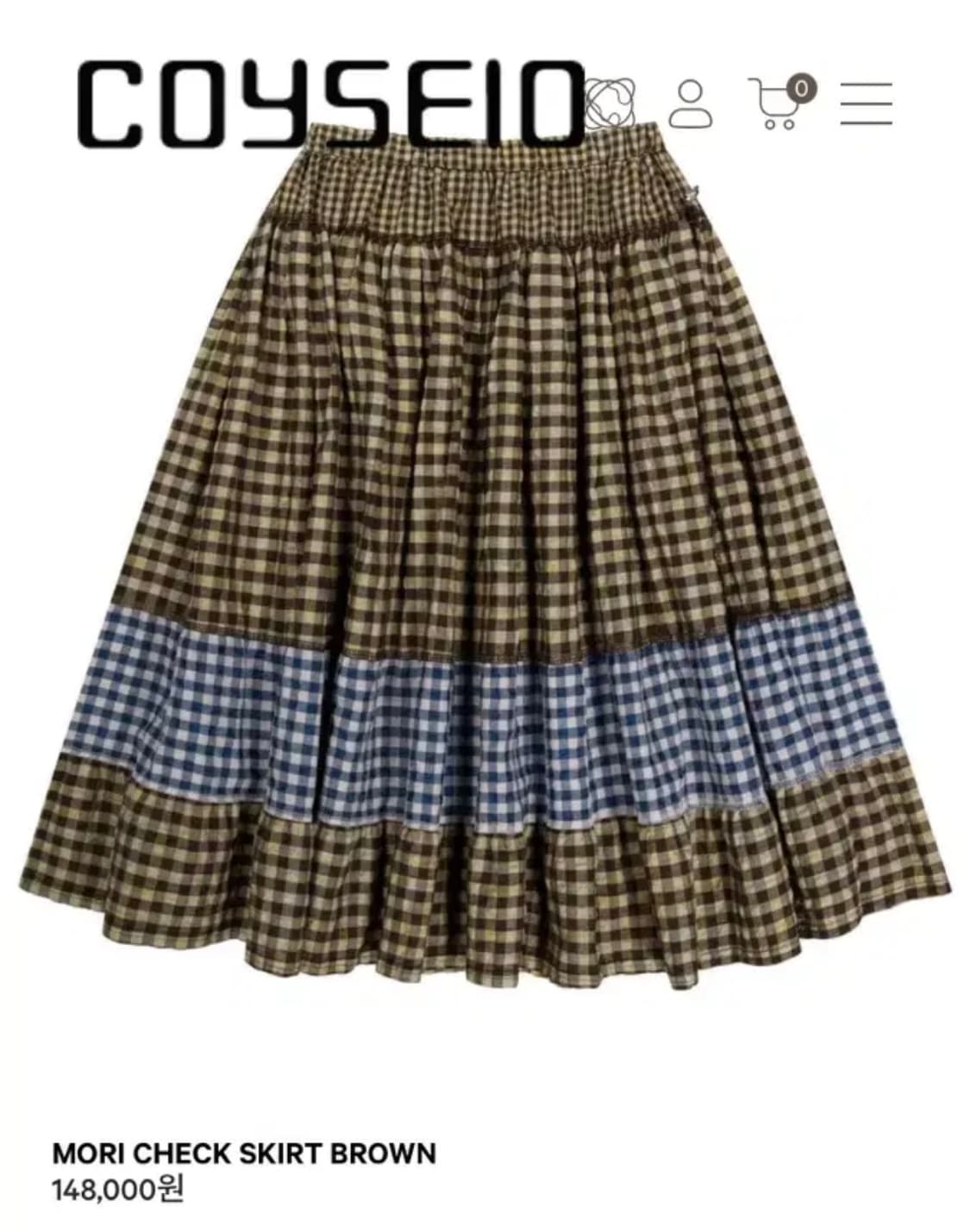 코이세이오 MORI CHECK SKIRT BROWN 모리 체크 스커트 상품이미지1