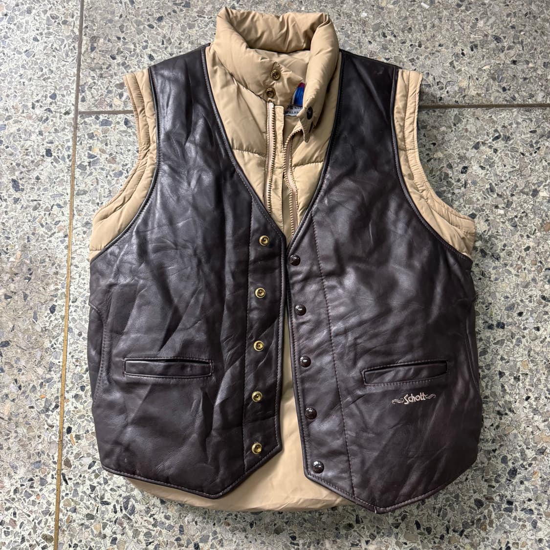 [M] 80s Schott 래더 베스트 다운 자켓 상품이미지4