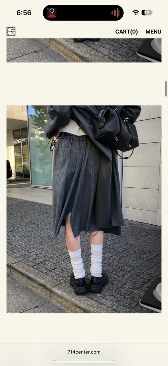 714센터 LIMI PANTS SKIRT 그레이 스트라이프 치마 상품이미지7
