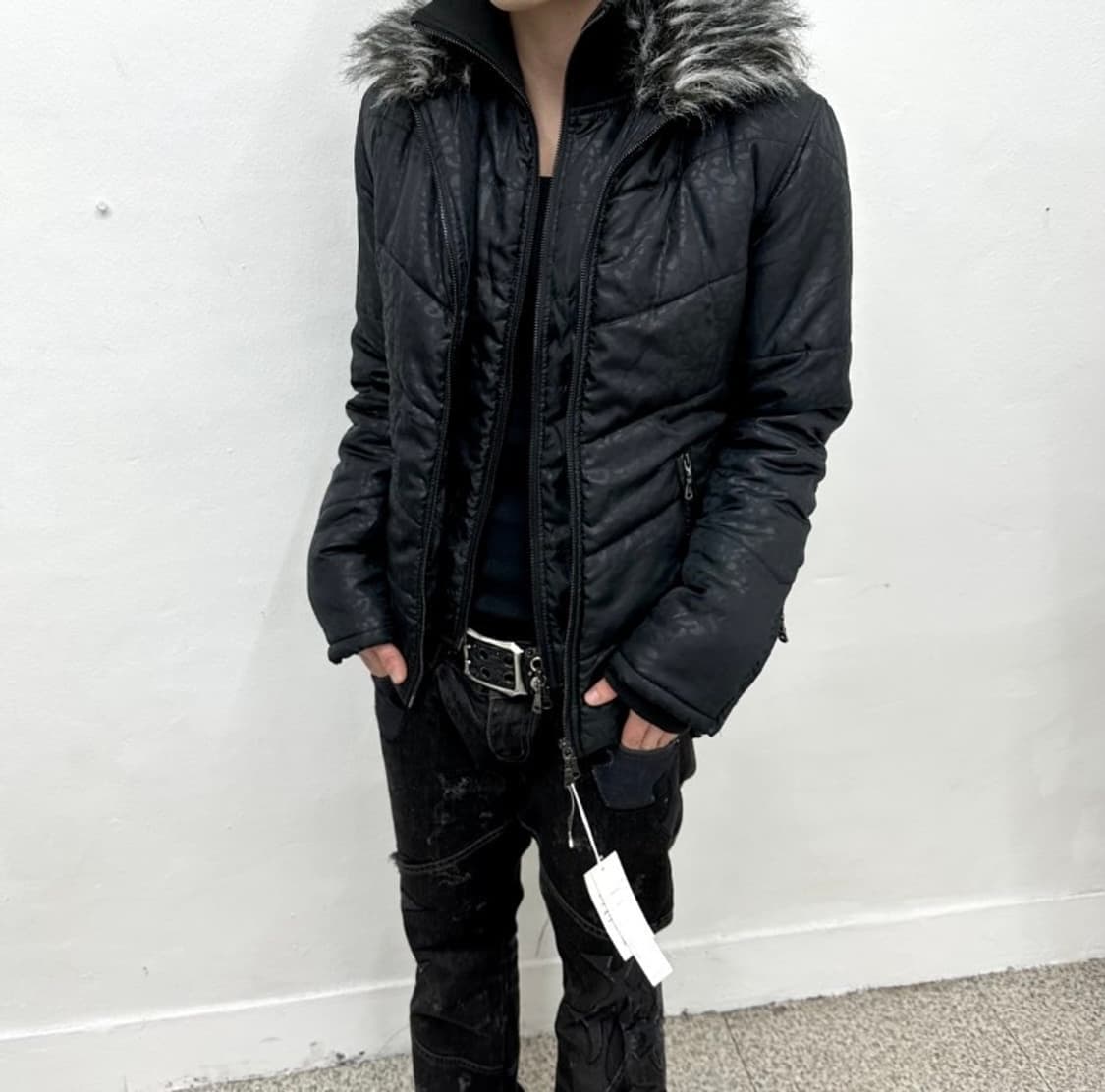 오늘만 초급매 semantic 디자인 레오파드 퍼 다운자켓 상품이미지1