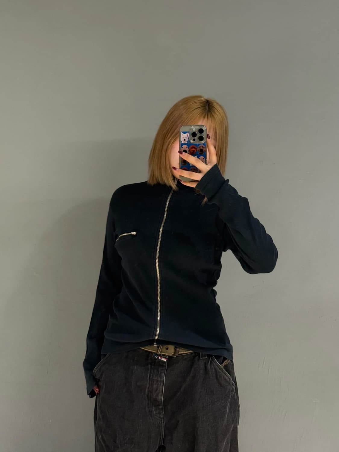 high-neck zipper point ribbed zip-up 상품이미지1