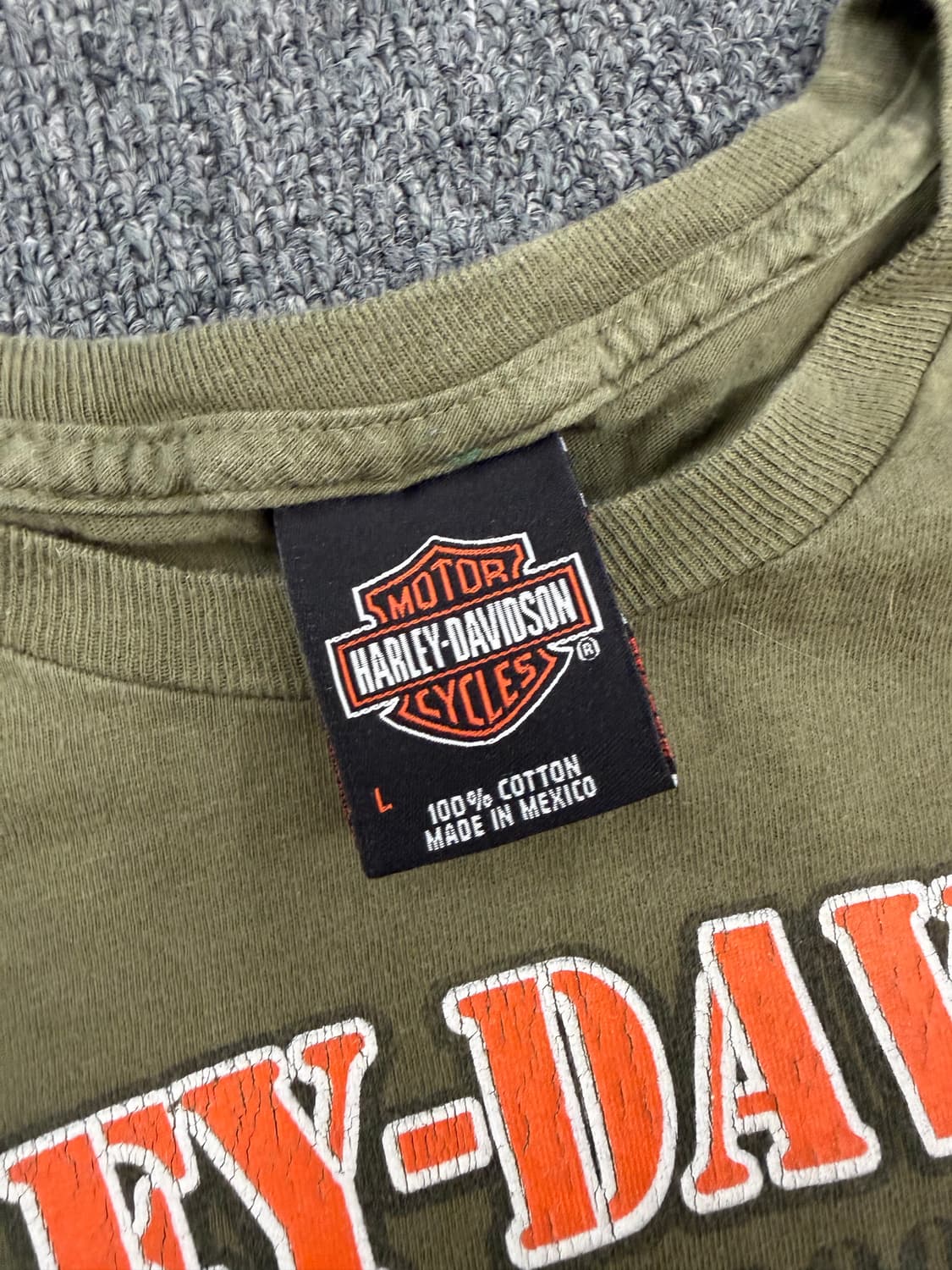 L) 할리데이비슨 빈티지 독수리 프린팅 올리브 반팔 티셔츠 상품이미지4