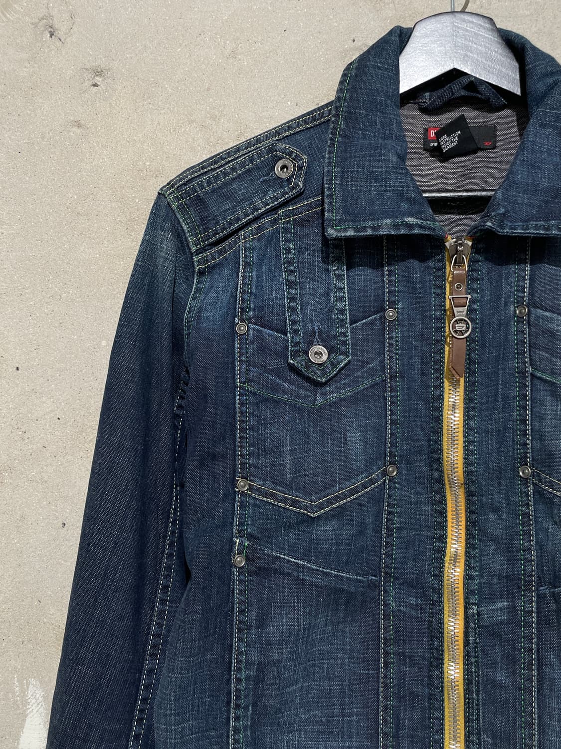 디젤 진청 y2k 레터링 워싱 바이커 데님 자켓 상품이미지3