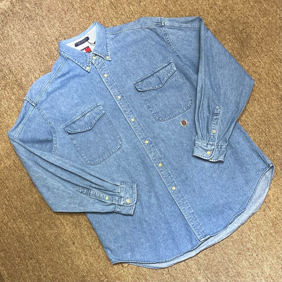 (M) 90s Tommy 올드 타미힐피거 데님 셔츠 상품이미지1