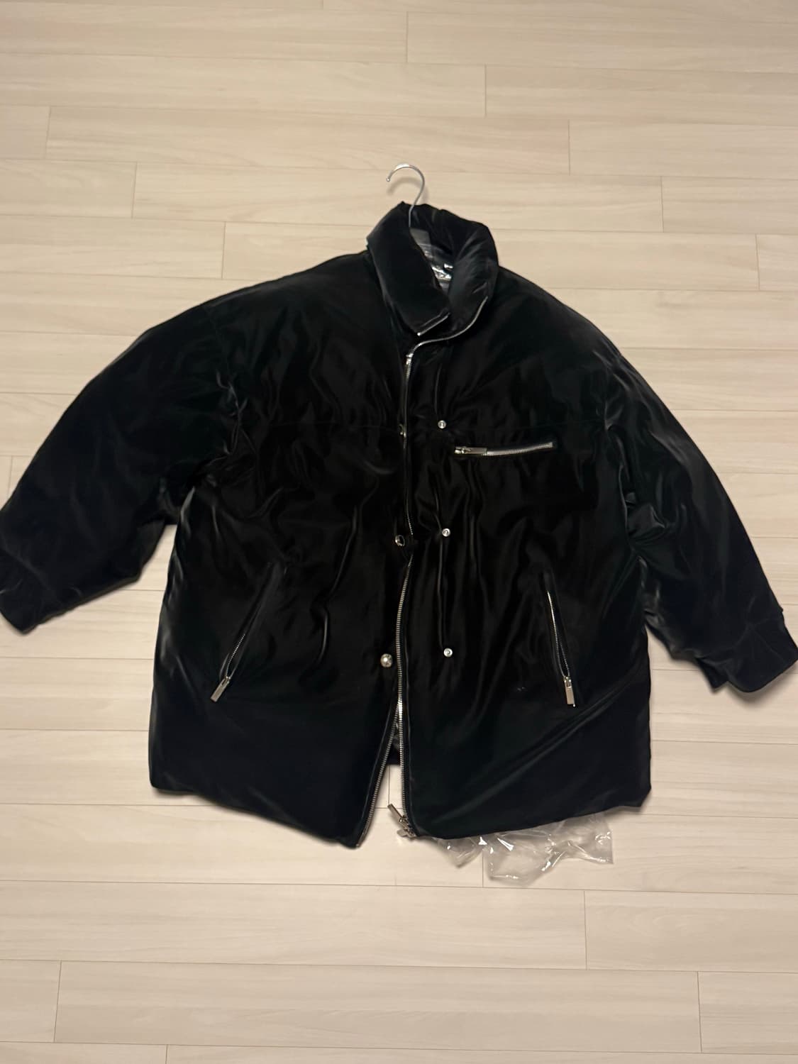 SYSTEM PARIS 벨벳 롱패딩 블랙  상품이미지8