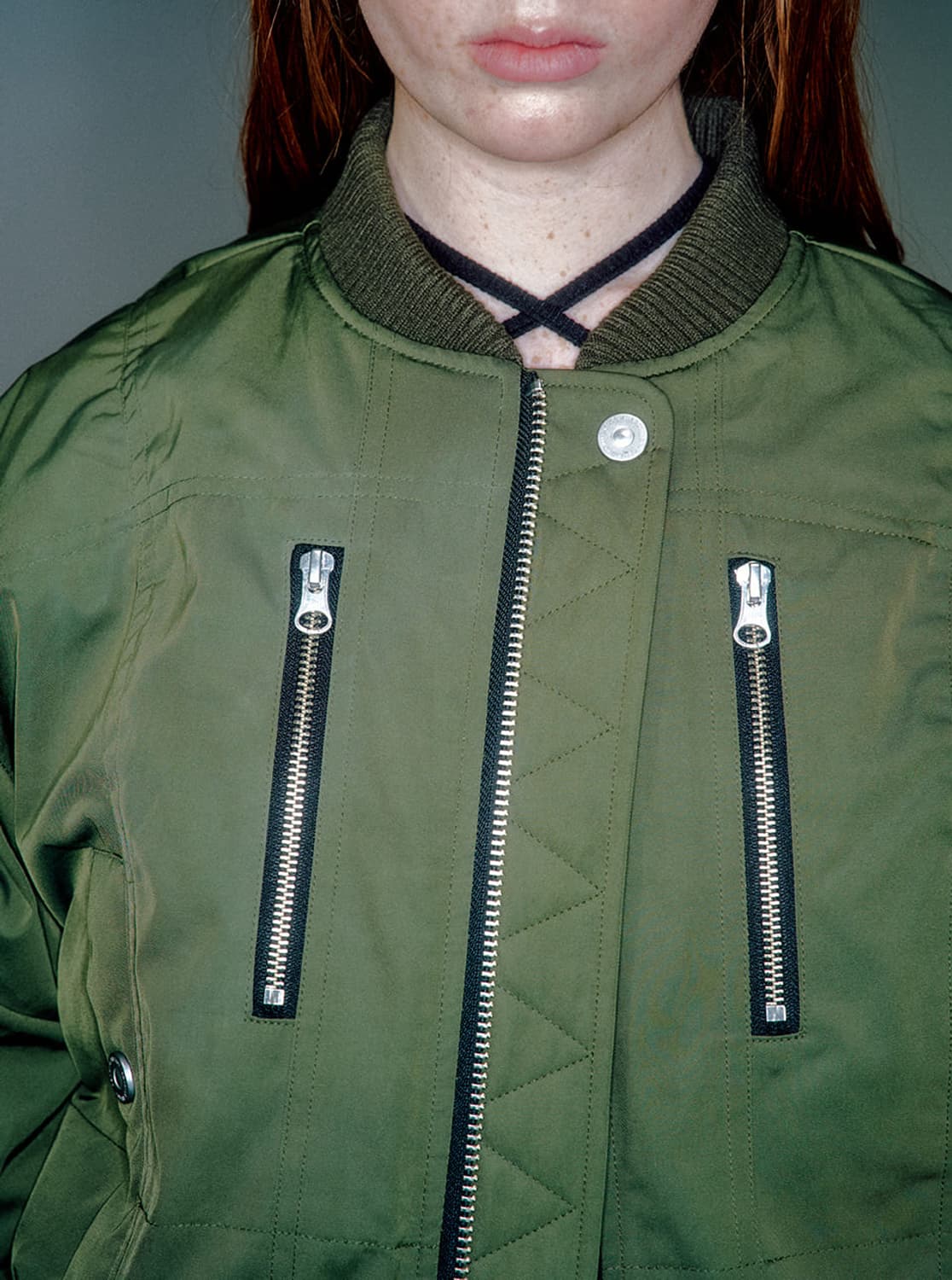 크롭 봄버 자켓 카키 상품이미지2