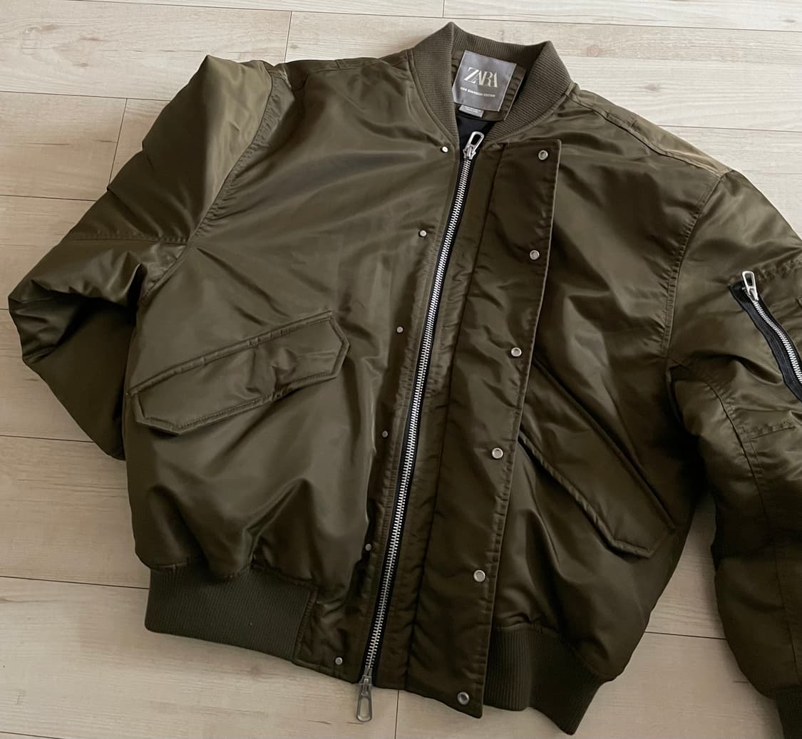 [S] 자라 오버사이즈 핏 봄버 자켓 카키 상품이미지4