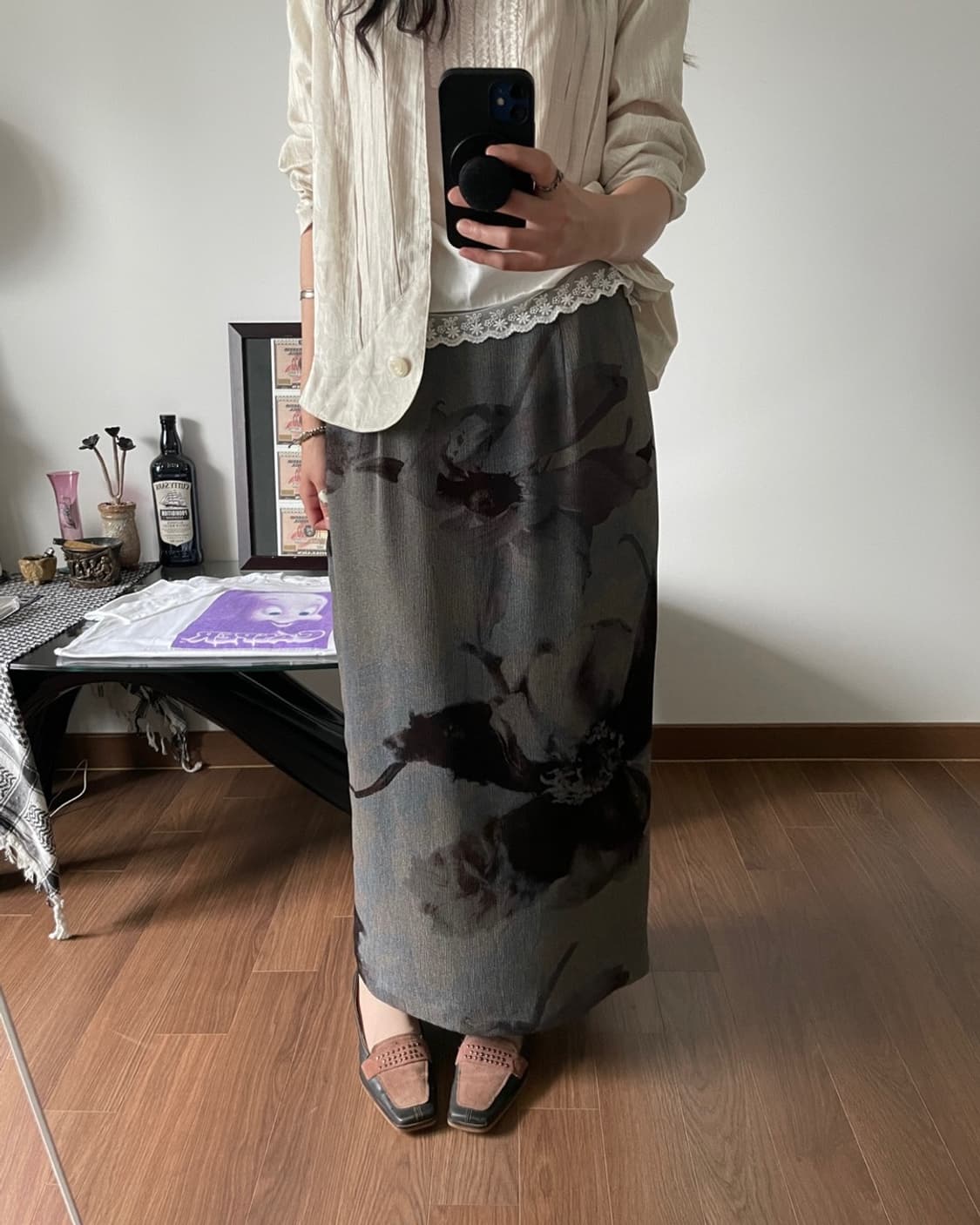patterned long skirt 상품이미지1