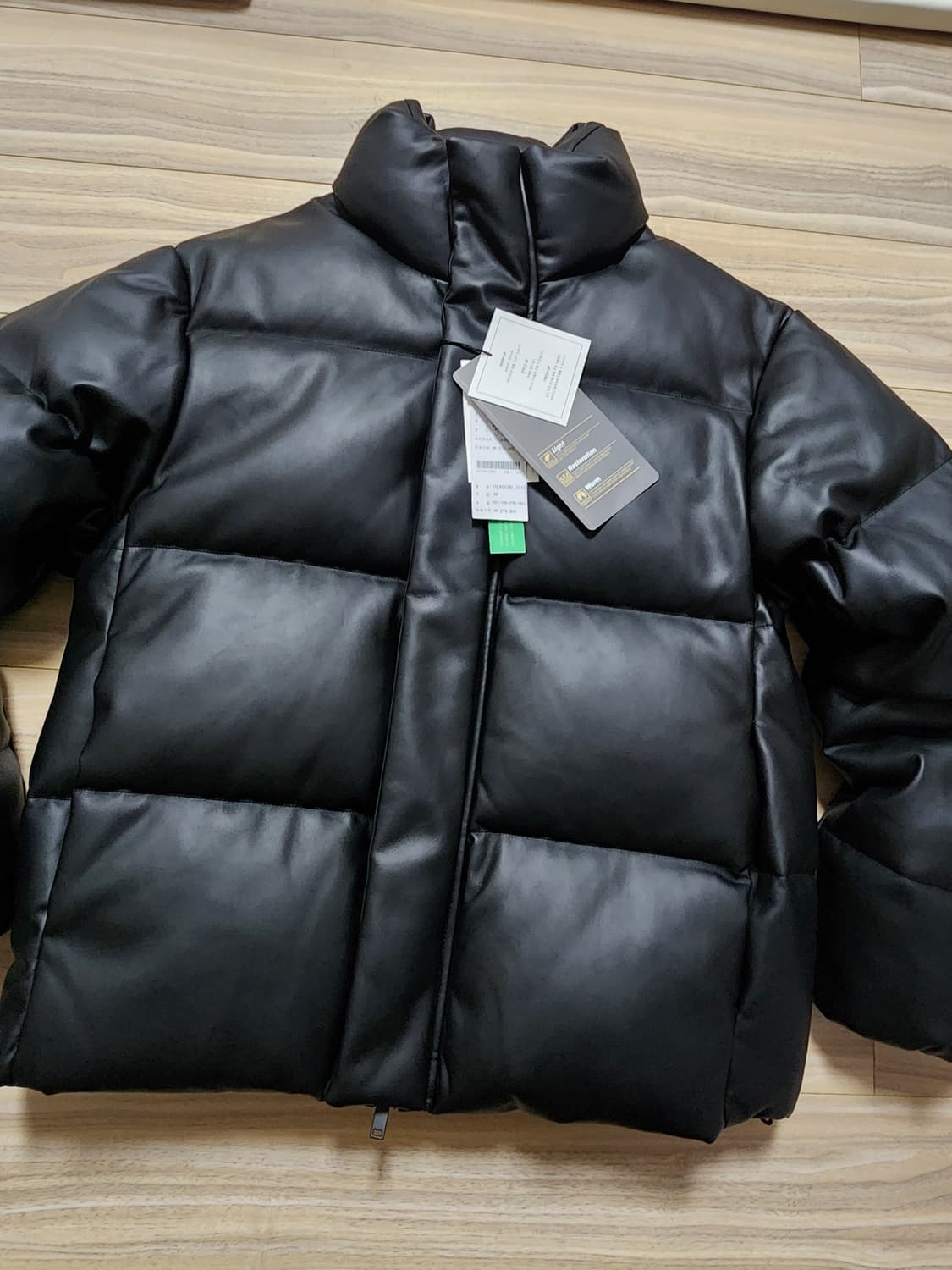 애드호크레더덕다운점퍼블랙가죽패딩100사이즈 상품이미지1