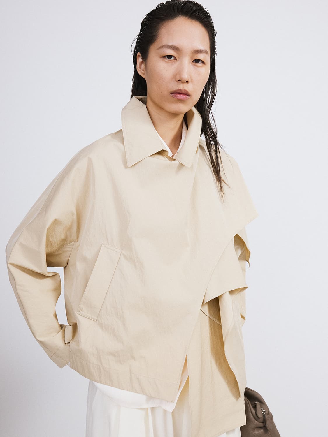 렉토 RECTO 머플러 랩 코트 옐로우 베이지 상품이미지2