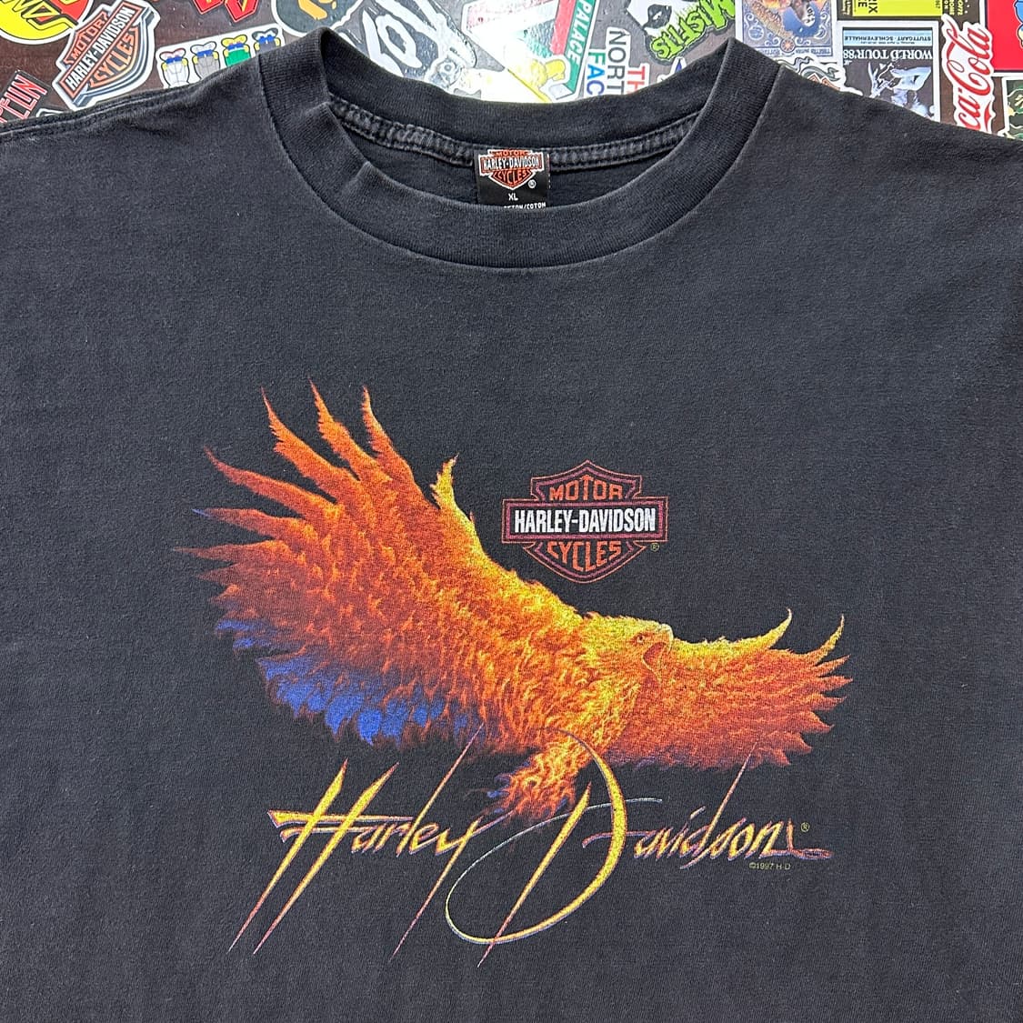90s USA 할리데이비슨 이글 플레임 티셔츠 XL 상품이미지1