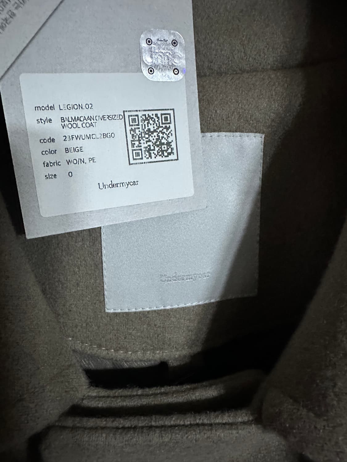 언더마이카 발마칸 코트 베이지 0사이즈 상품이미지8