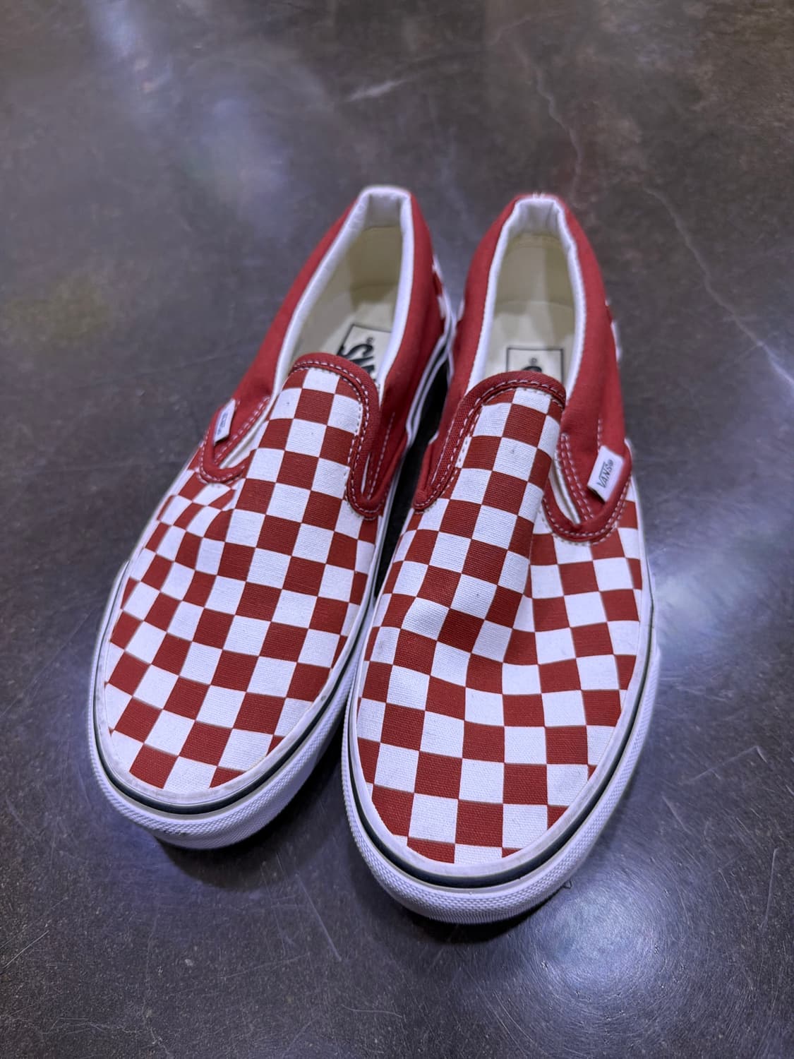 반스 체커보드 슬립온 스니커즈 레드 화이트 255 상품이미지2