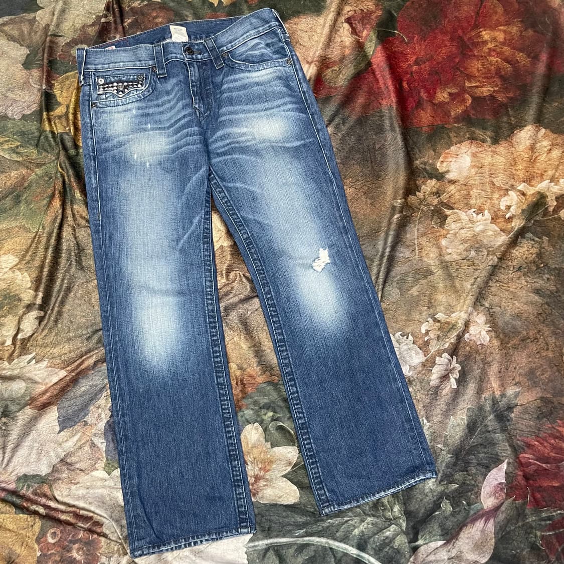 트루릴리전 빈티지 락스터드 진청워싱데님진 33 상품이미지1