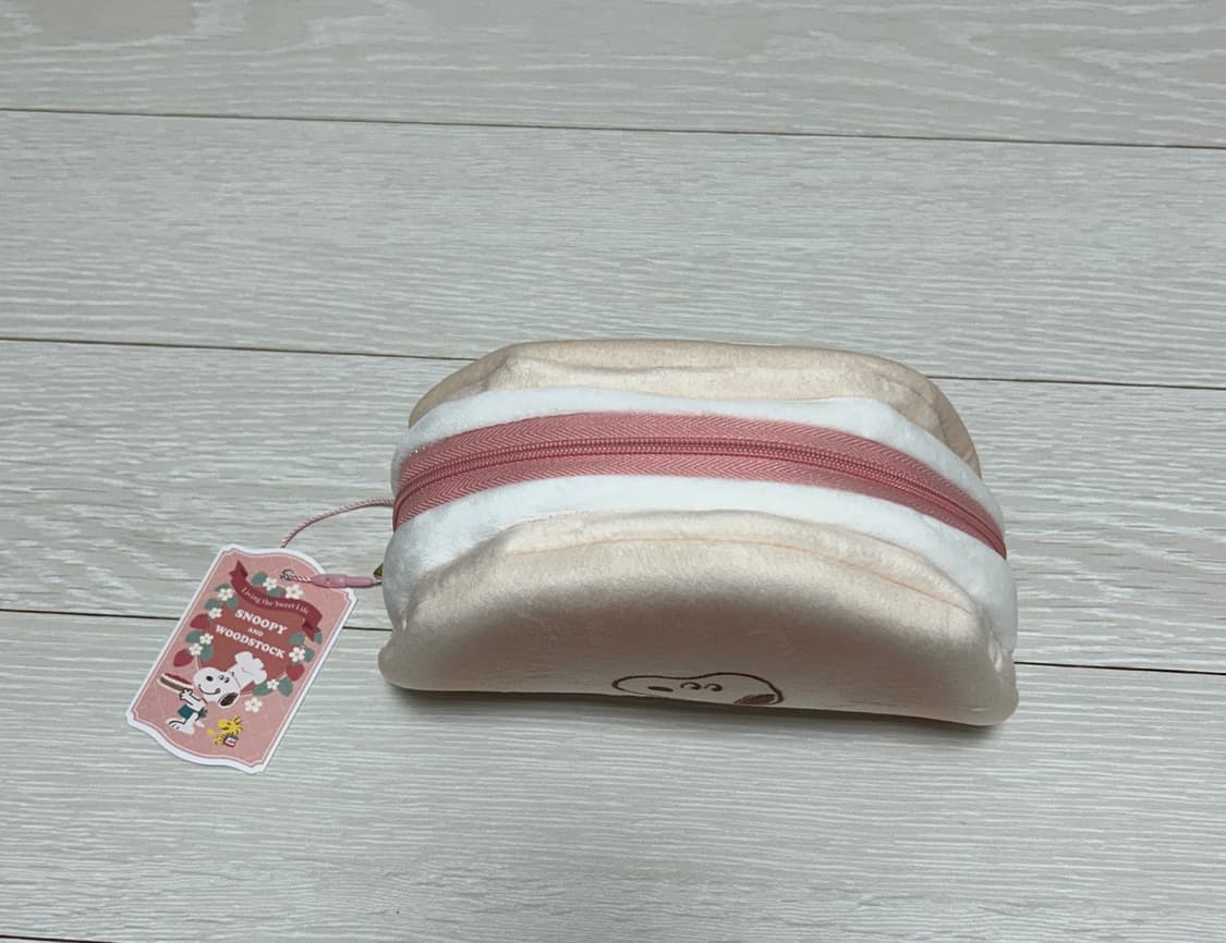 스누피 크림샌드 빵 파우치 핑크 딸기 상품이미지2